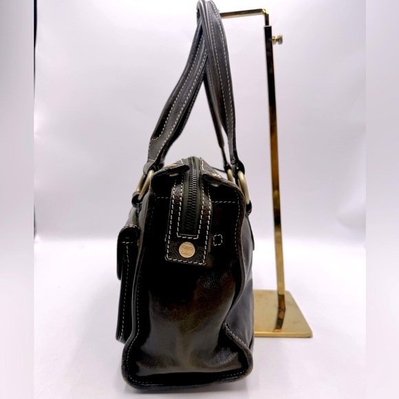 Auth Celine Vintage Olive Green Polished Leather Tote Bag Purse Handbag Preloved - Picture 6 of 16